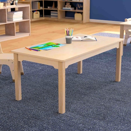 Bright Beginnings Commercial Grade Wooden Rectangular Preschool Classroom Activity Table, (23.5W X 47.25D X 18H), Beech